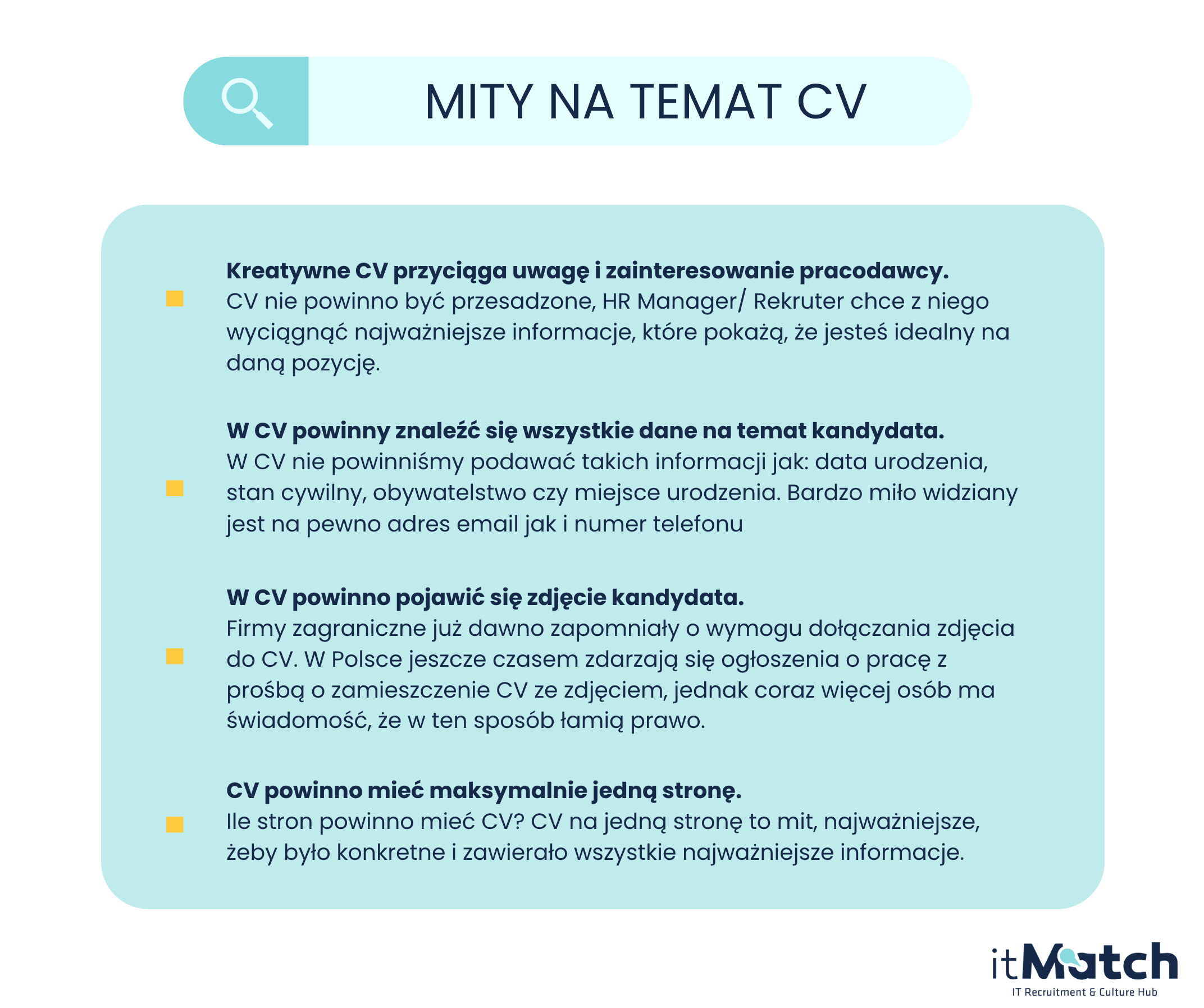 Myths about the CV